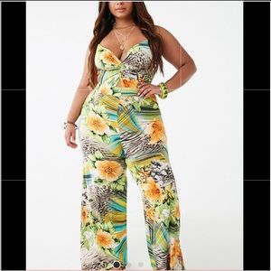 NWT!!! Forever21 Plus Size 2X Tropical Jumpsuit